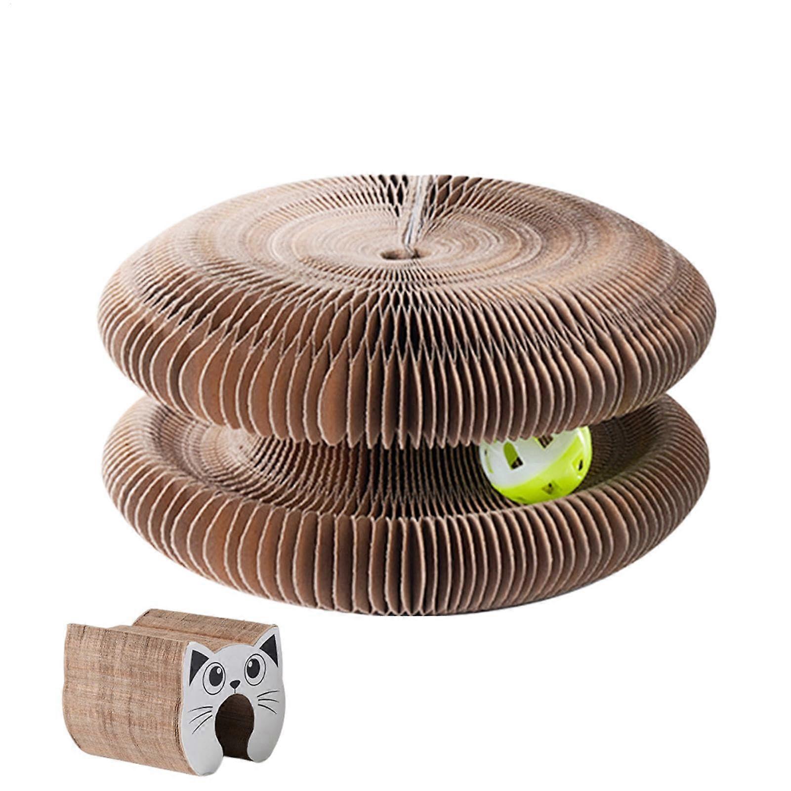 Cat Scratcher Kitten Foldable Magnetic Organ Scratcher Board with Bell