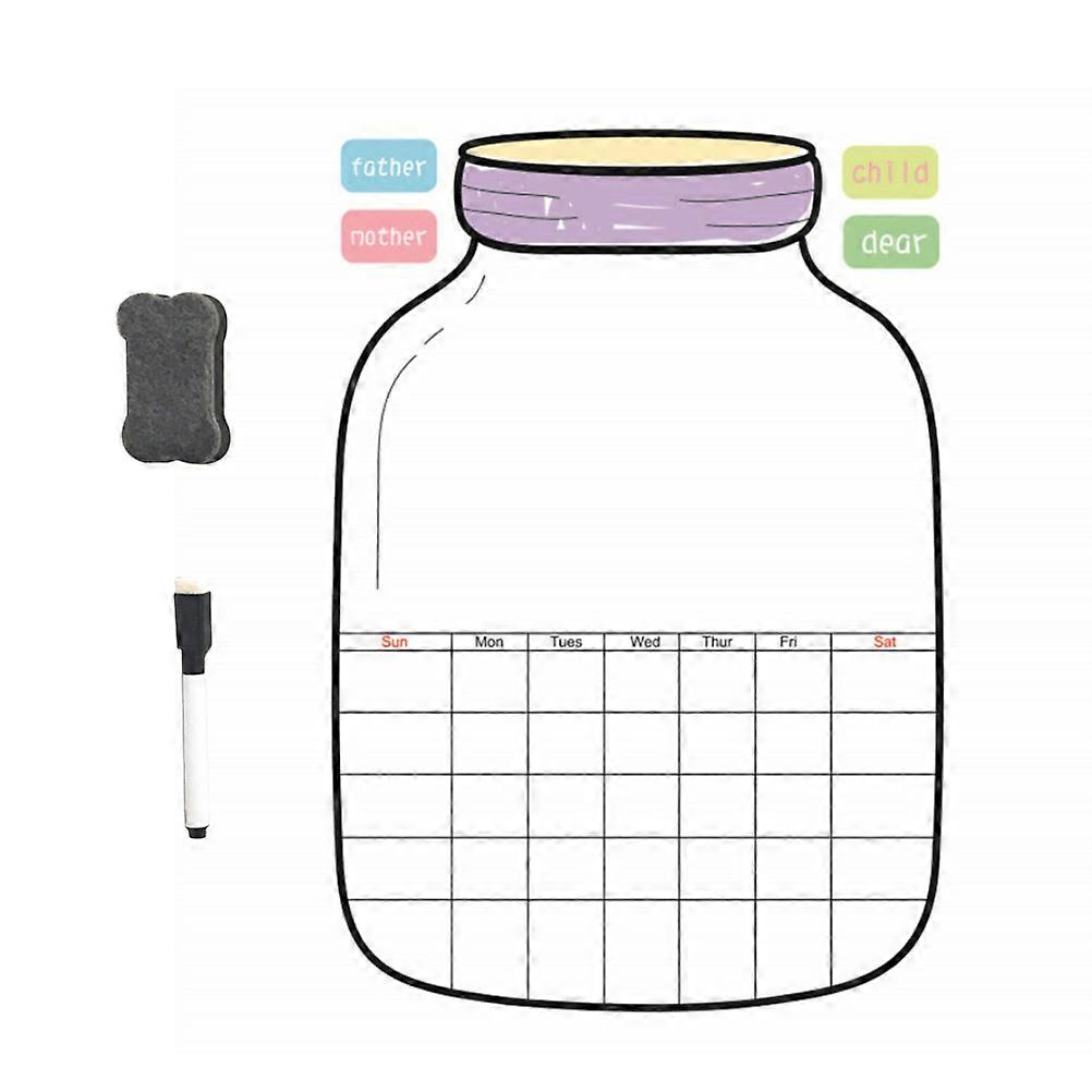 Black PVC Weekly Schedule Sticker Set for Refrigerator Writing Use with Pen 7.8x5.6 Inches
