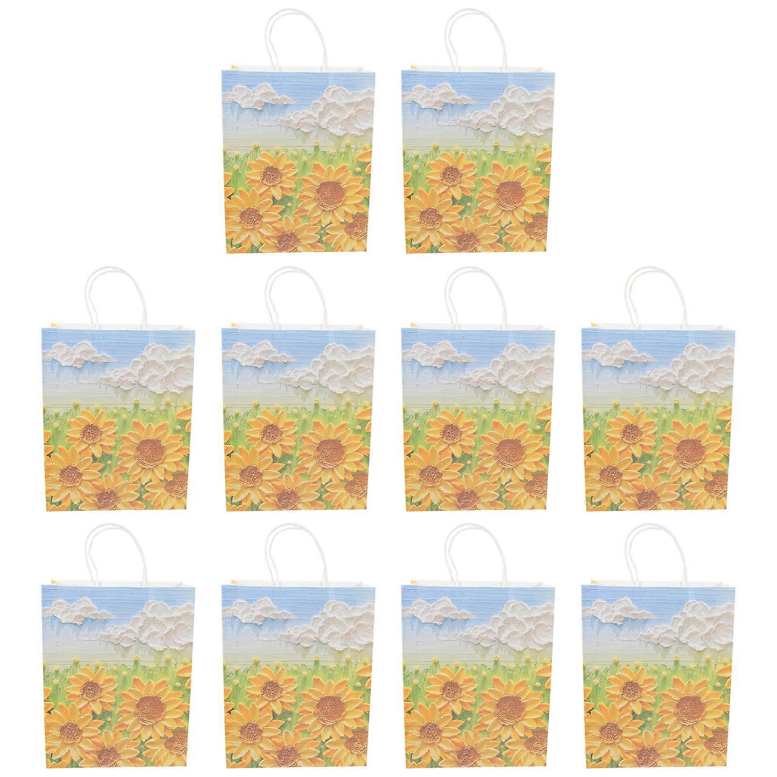10pcs Sunflower Paper Gift Bags with Handles – Durable Lightweight Wrapping for Jewelry, Snacks & Clothes – Perfect for Gifting & Parties