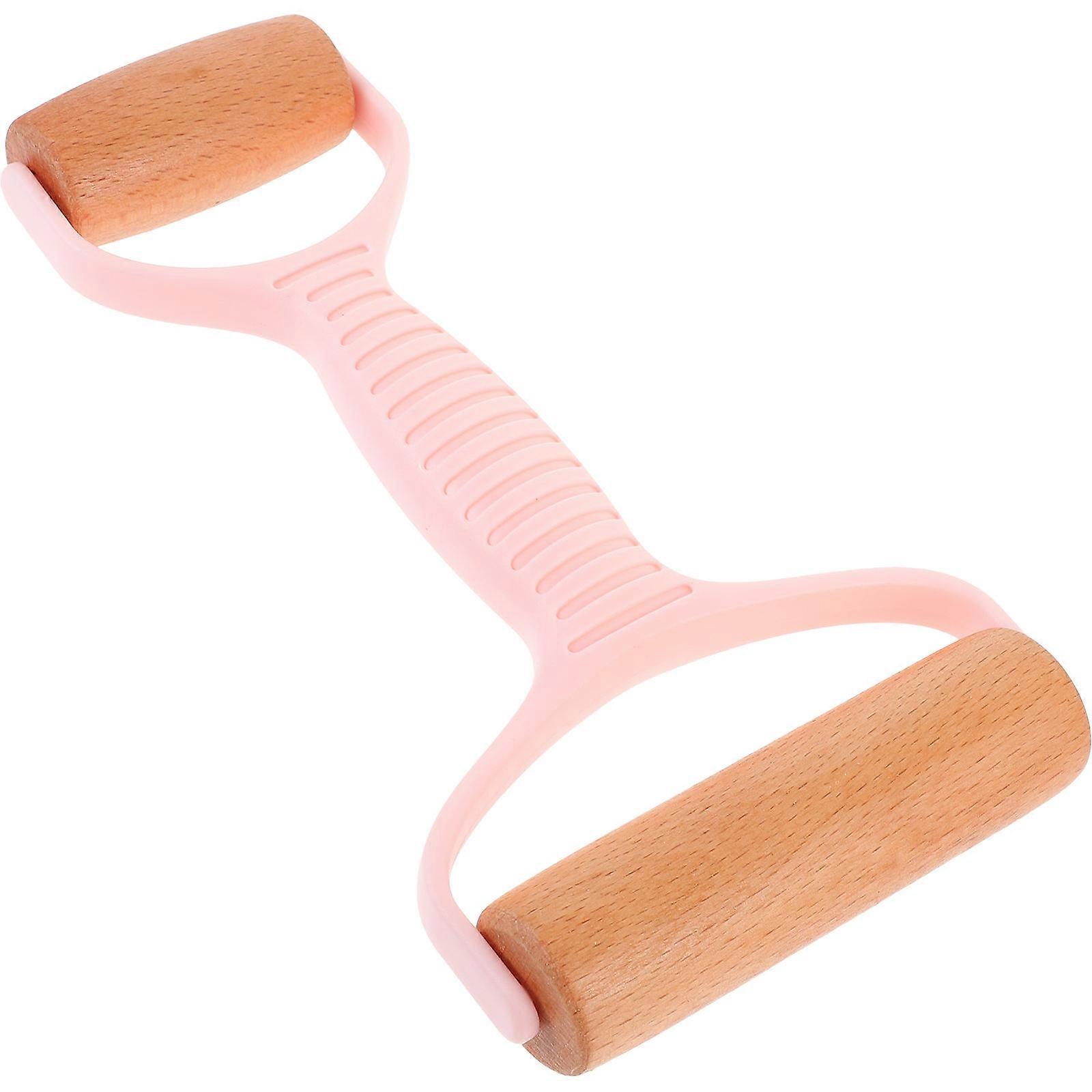 Pink Double Ends Dough Rolling Pin with Comfortable Grip for Home Baking 7.5 inches