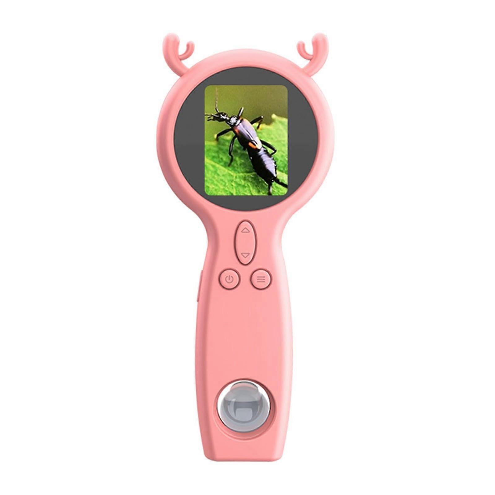 Children's microscope, 500x magnification, 5.1 cm, color display, easy focusing for nature observation and discovery, handheld microscope for kids