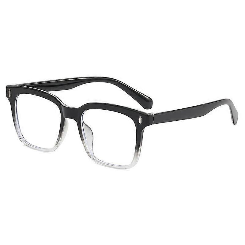 Stylish Square Reading Glasses, Black-Clear Color, +200 Strength, Blue Light Blocking for Men and Women