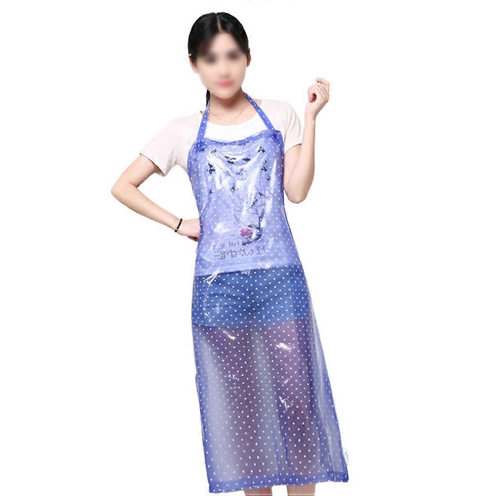 Sleeveless Transparent PVC Oil Apron for Cooking Wipeable Design, Blue, Professional Use
