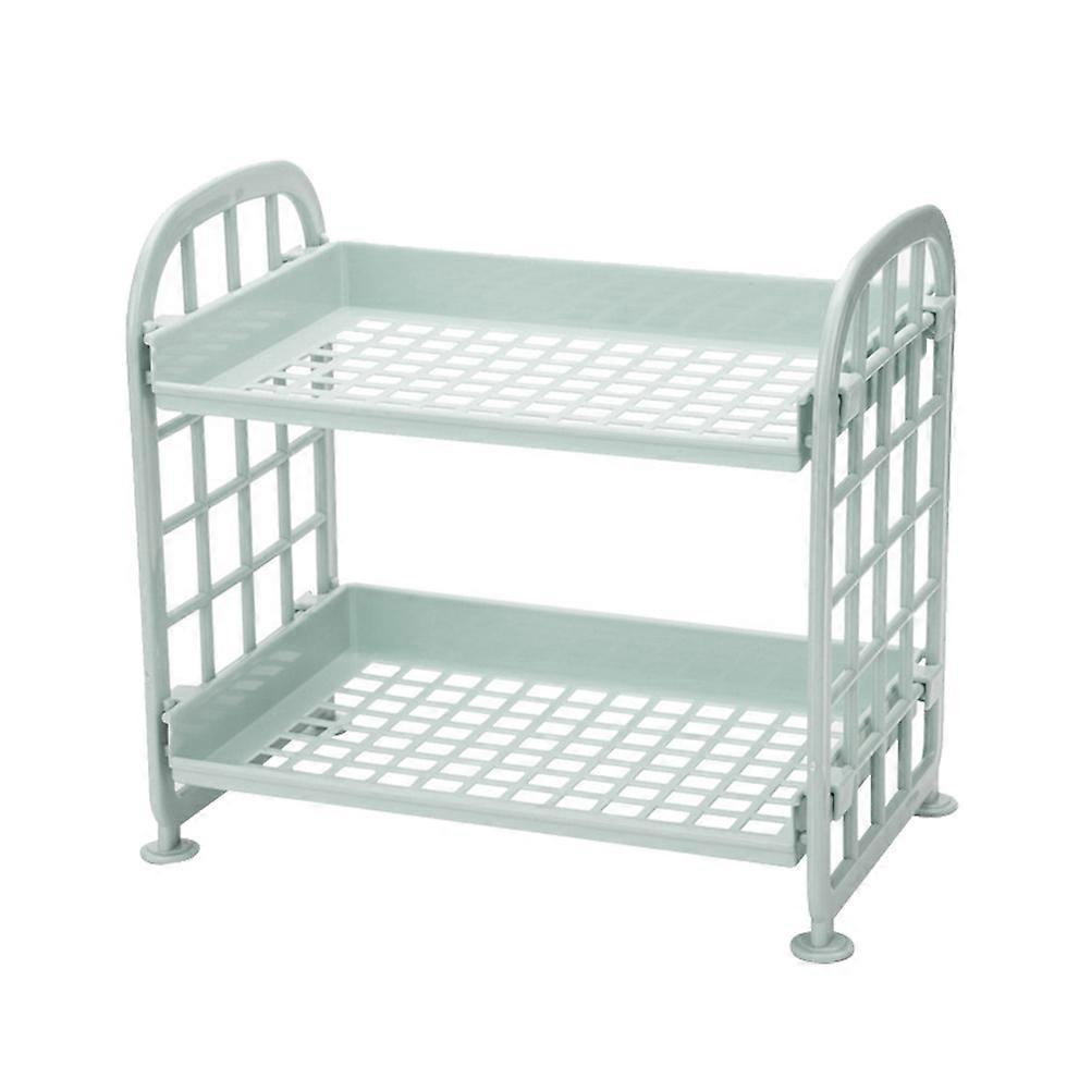 Blue 2 Layers Kitchen Storage Rack PP Material for Bathroom and Kitchen Use 7.87x5.91x10.63 Inches