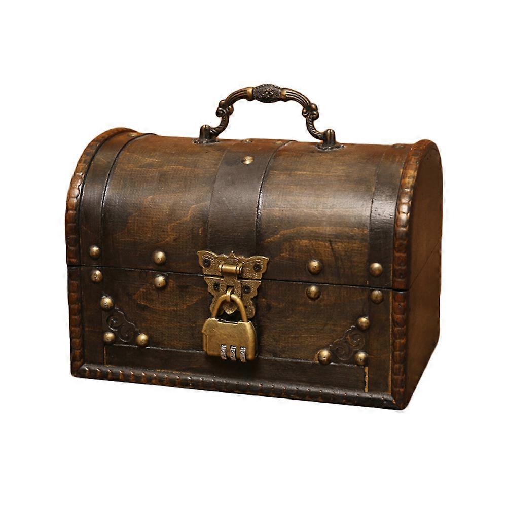 Creative Desktop Organizer Wood Retro Jewelry Box For Accessory Sundries Photography Props Decoration 8.5×5.7×5.9in 1Pack