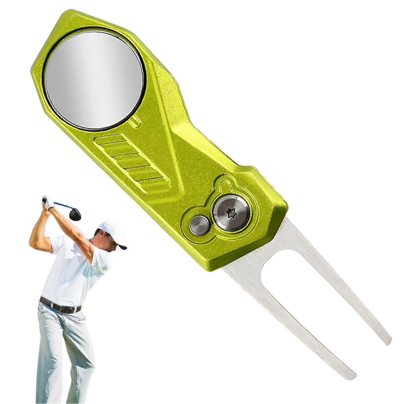 Divot Tool, Folding Metal Fork with Magnetic Slot, Golf Equipment