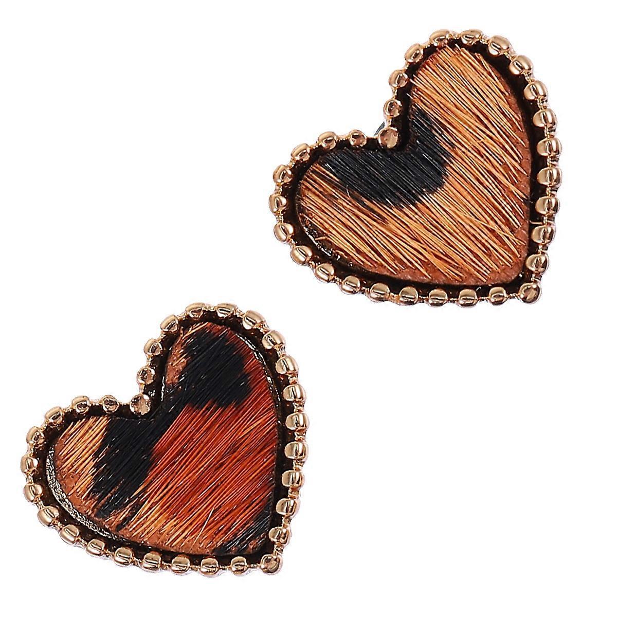 Leopard Pattern Watch Band Nails Heart Watchband Charms Women Fashion Enthusiasts Daily Use 2Pack