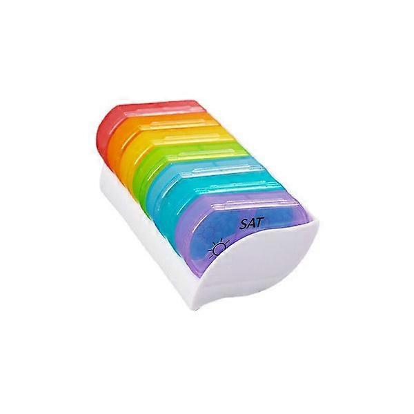 7 Day Weekly Pill Box 14 Compartments Morning/Evening, Multicolor Mini Pill Organizer