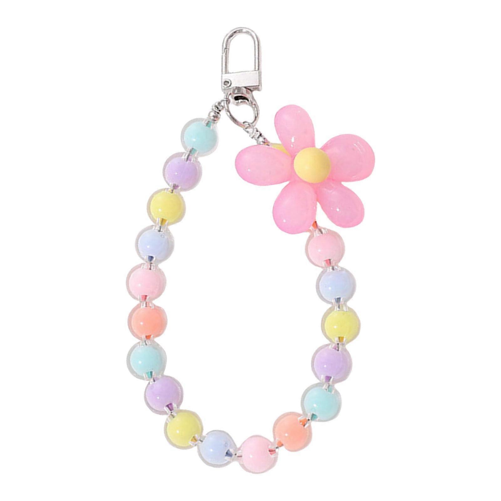 Keychain with floral pattern, pouch accessory with secure acrylic pocket
