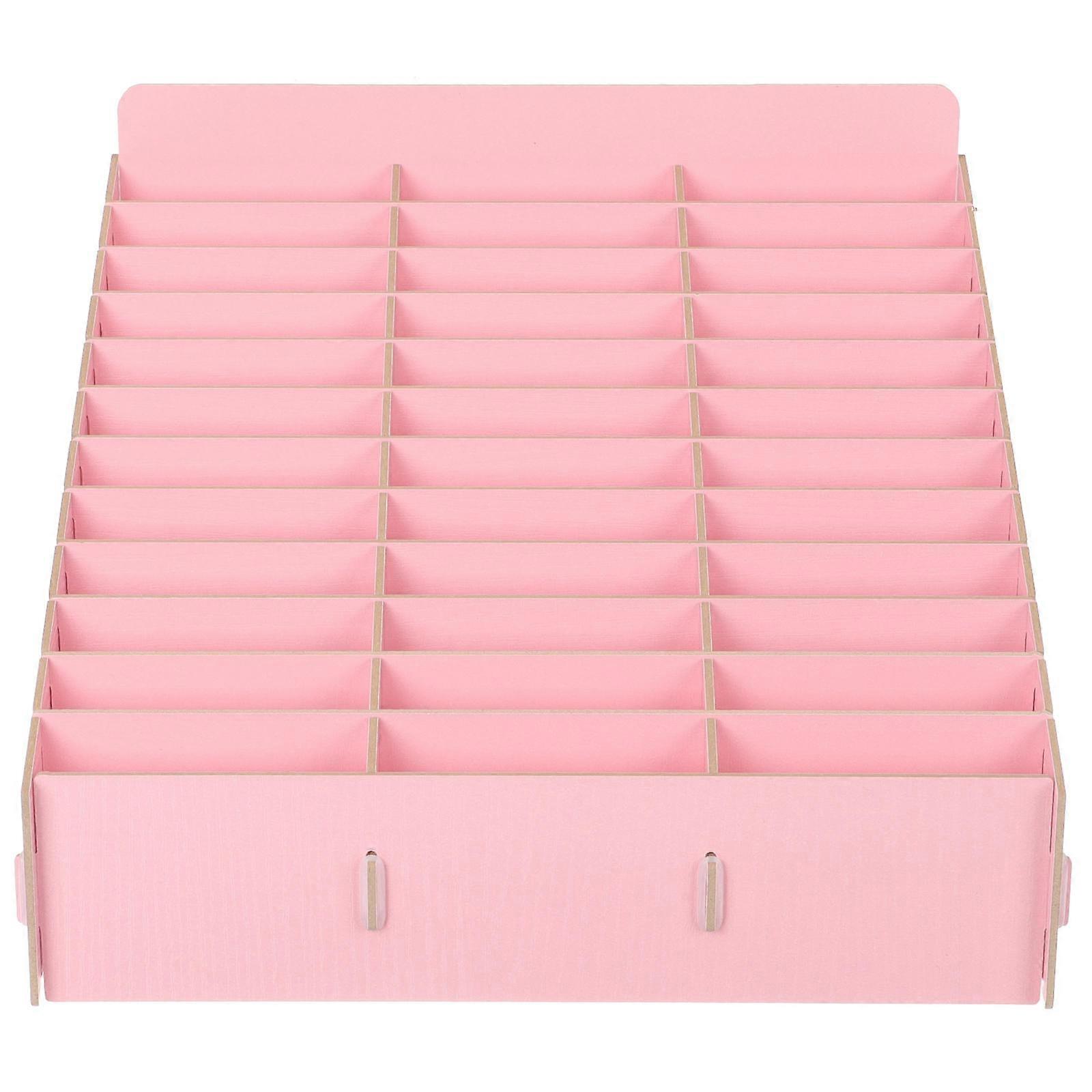 Rustic Wooden Phone Storage Box with Compartments – Multi Functional Desktop Organizer for Home, Office, and Classroom Use