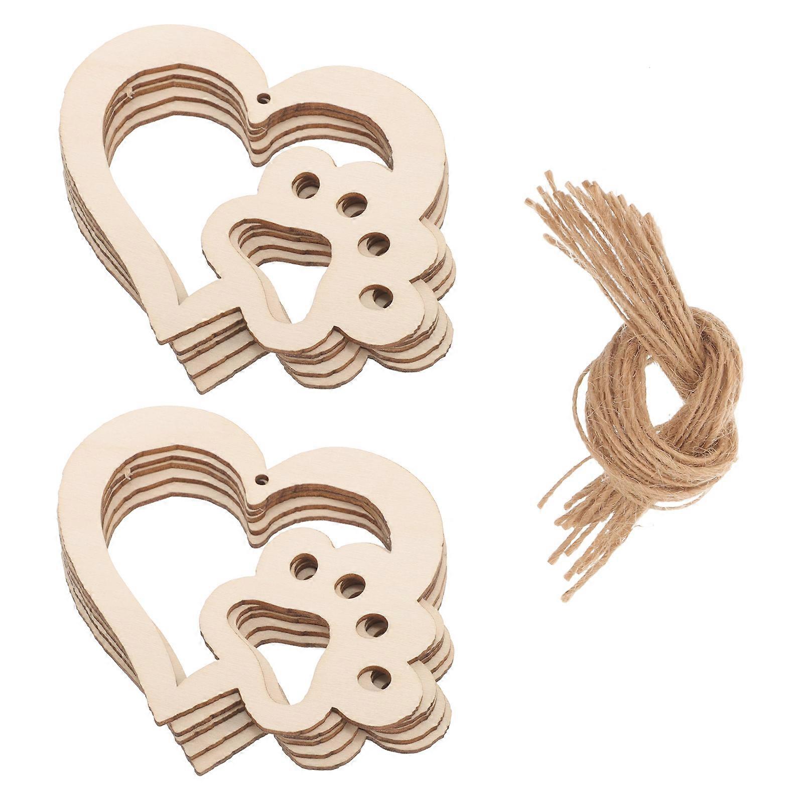 Craft Embellishment Heart Shaped Wood Ornament For Craft Enthusiasts Diy Projects Home Decoration 10.00X8.80X0.20CM 30Pcs