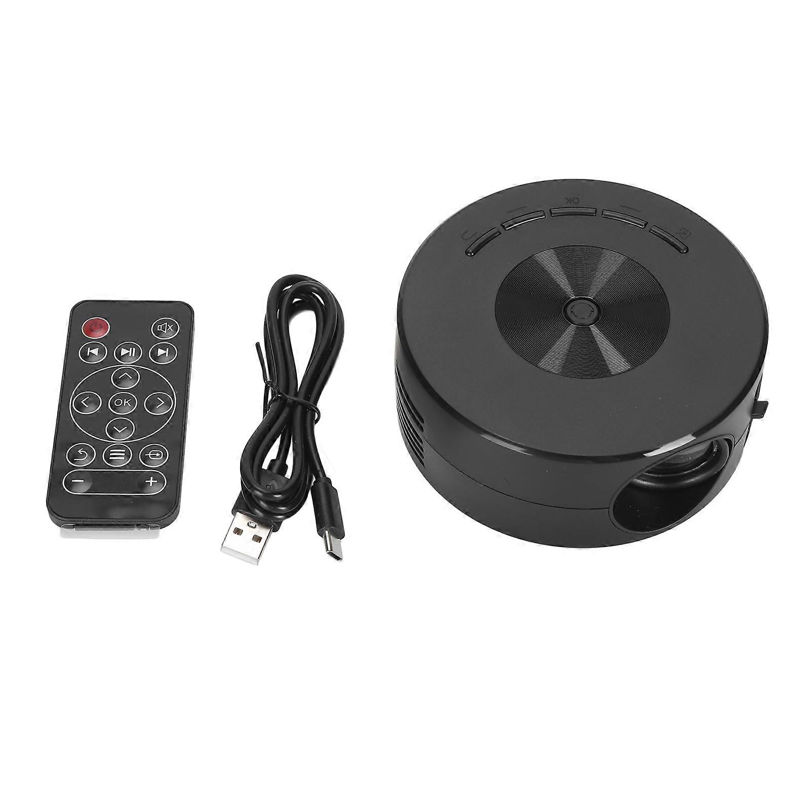 Mini Projector Eye Protection Built in Speaker Pocket LED Projector Movie Projector for Home Black