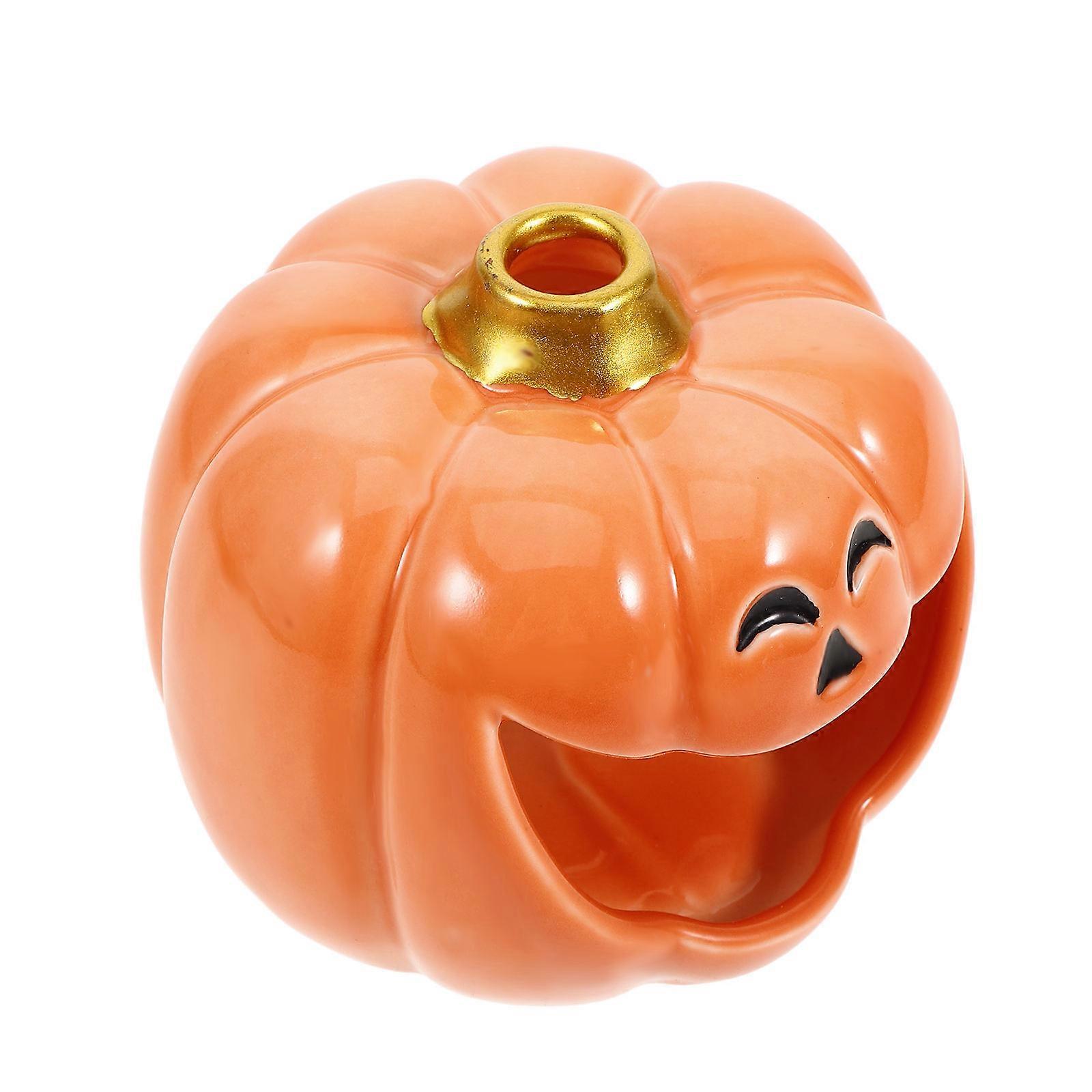 Elegant Ceramic Halloween Pumpkin Incense Burner for Desktop Decor – Smooth Surface Modern Design for Aromatherapy and Calming Atmosphere