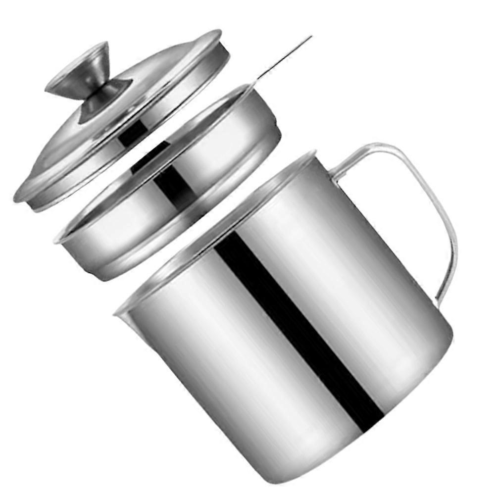 Grease Container With Lid Kitchen Tool Practical Material Food Particle Separation Round Shape Elegant Design 1Set