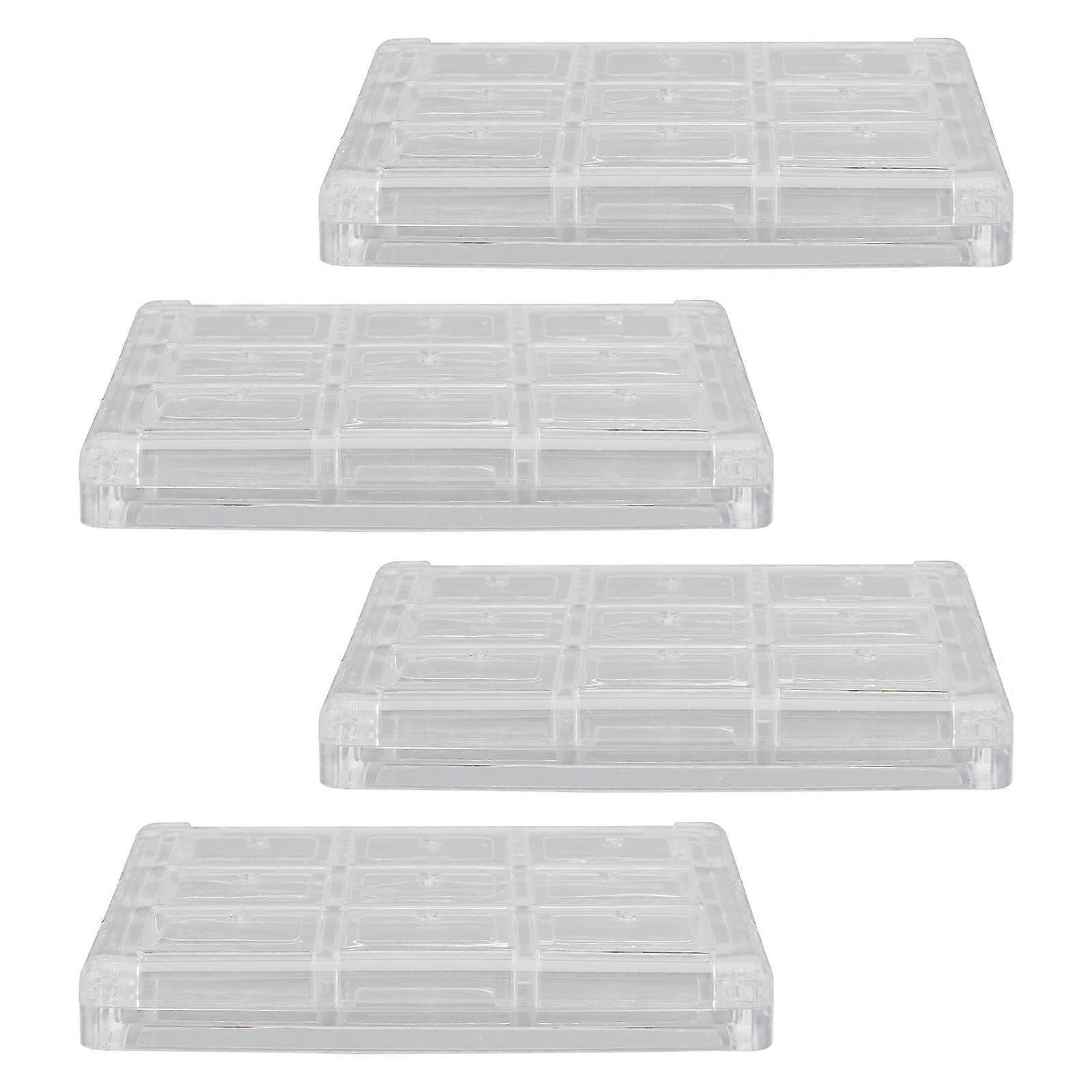 Portable Eyeshadow Storage Case with 4 Compartments for Travel Made of Durable Plastic Transparent 4pcs Set