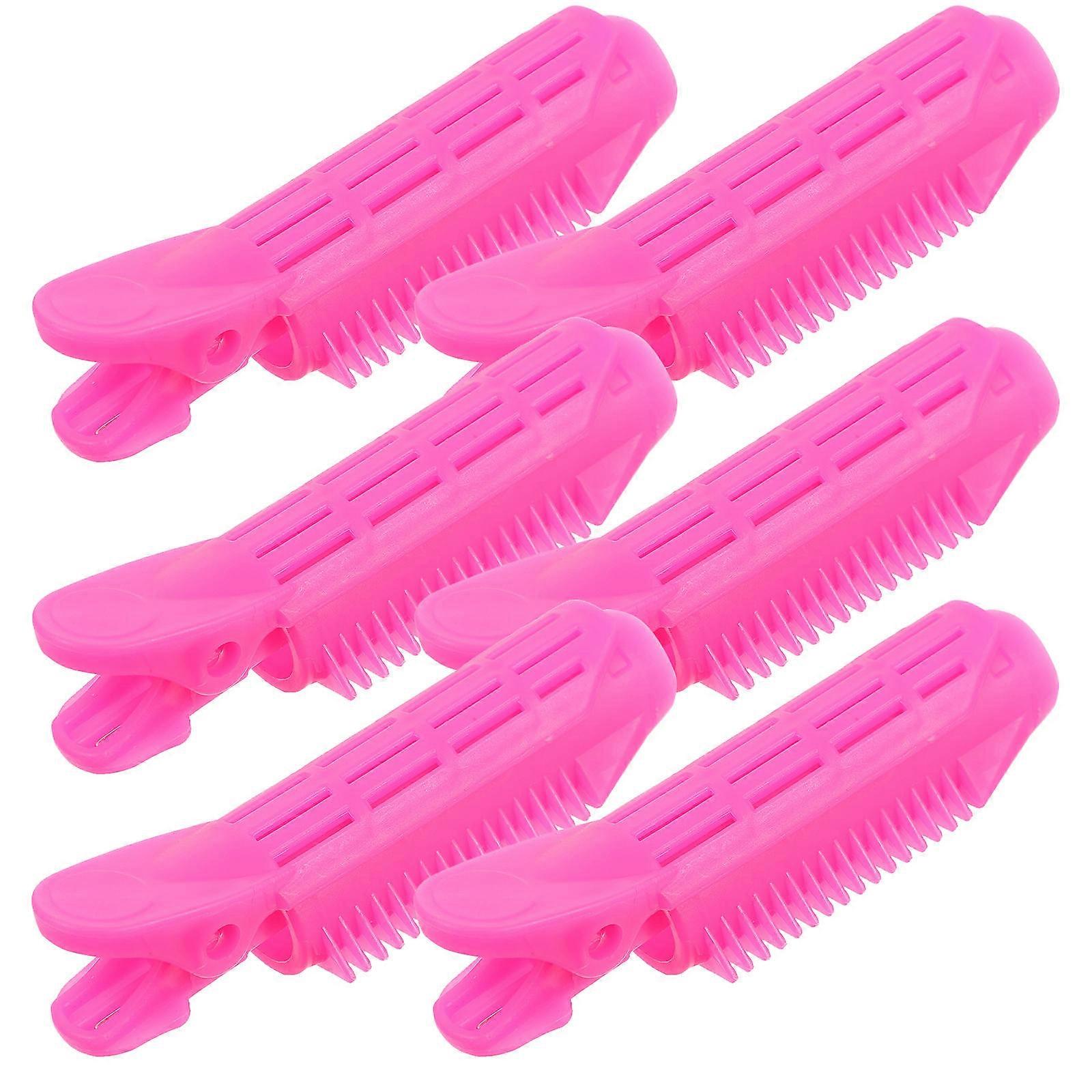 Plastic Hair Rollers for Home ABS Material Rosy Color 6pcs Set
