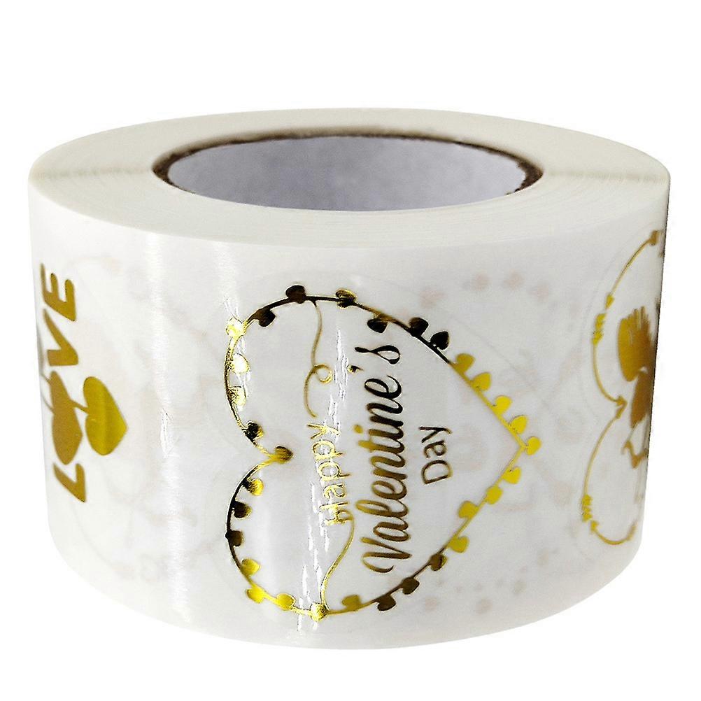 Valentine's Day Sealing Stickers for Decor with Heart Shape Design on White Paper 1 Roll
