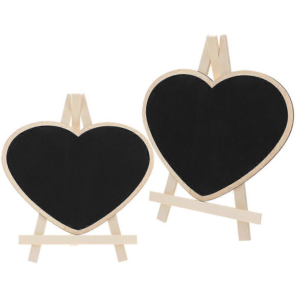 Black Chalk Board Desktop Message Board For Children Heart Shaped .1×5.9×0.8in 2Pcs