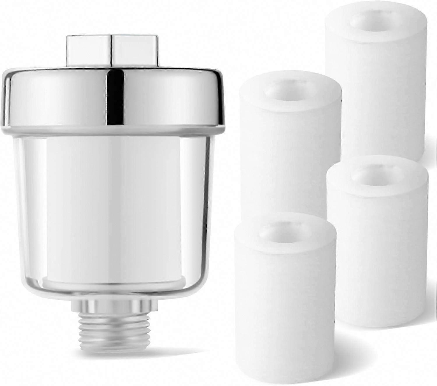 Shower Water Filter with 5 Thickened Cartridges for Limescale & Impurities Removal - Faucet Compatible
