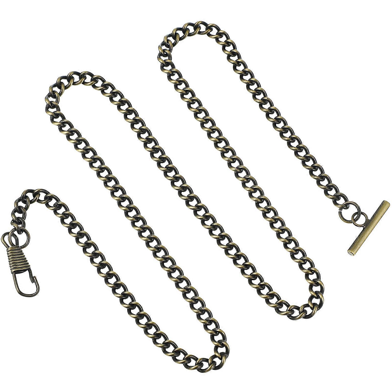 65cm Vintage Metal Pocket Watch Chains with T bar Buckle Jeans Belt Chains for Men and Women in Bronze Color