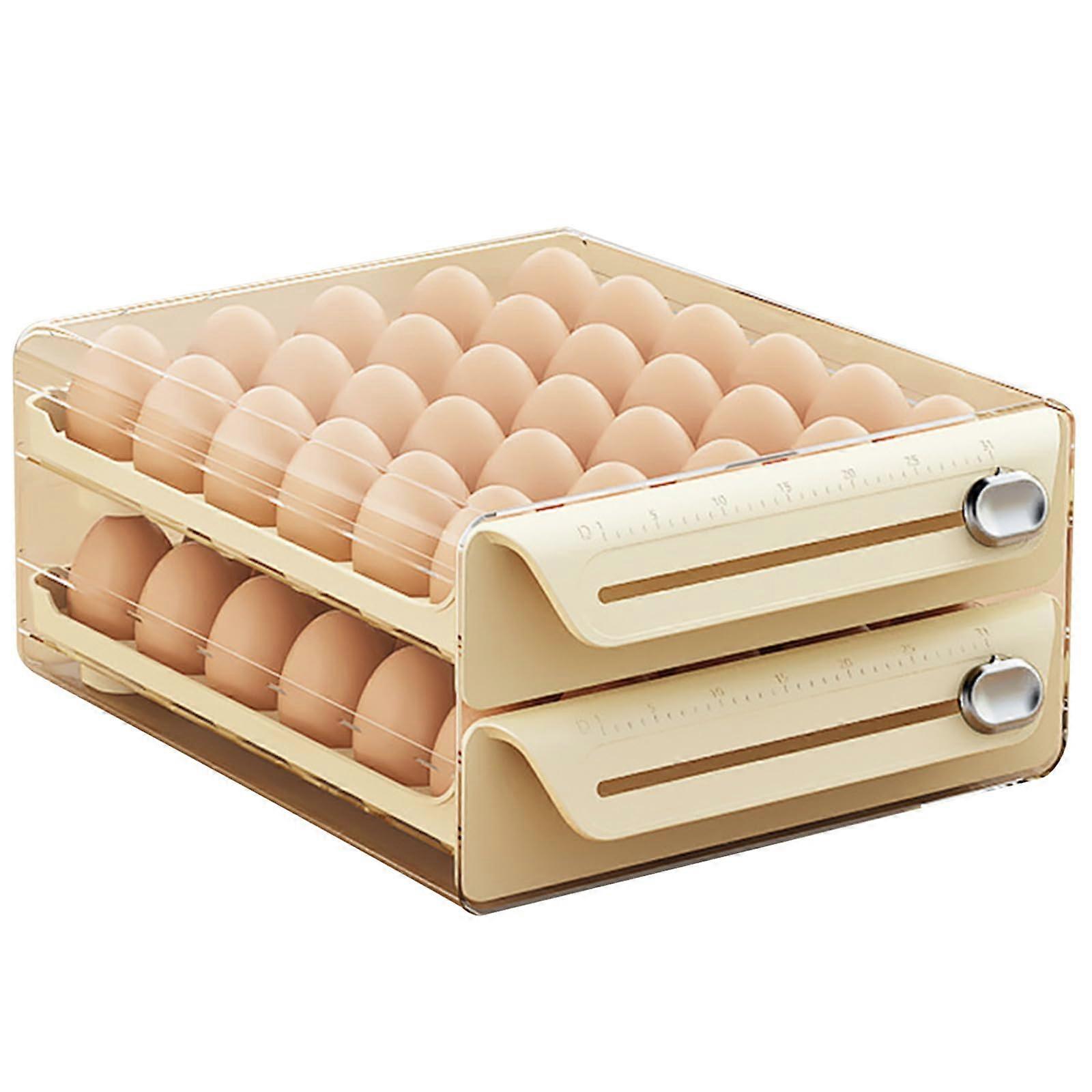 Efficient Kitchen Egg Storage Organizer X-Large 2-Tier Plastic Container for Refrigerator, High Capacity Egg Rack