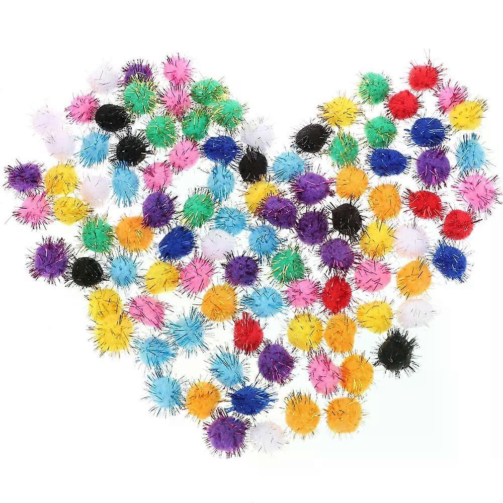 Sparkle Balls Plush Cat Toy, 100 Pcs Assorted Pom Kitten Fuzzy Toys