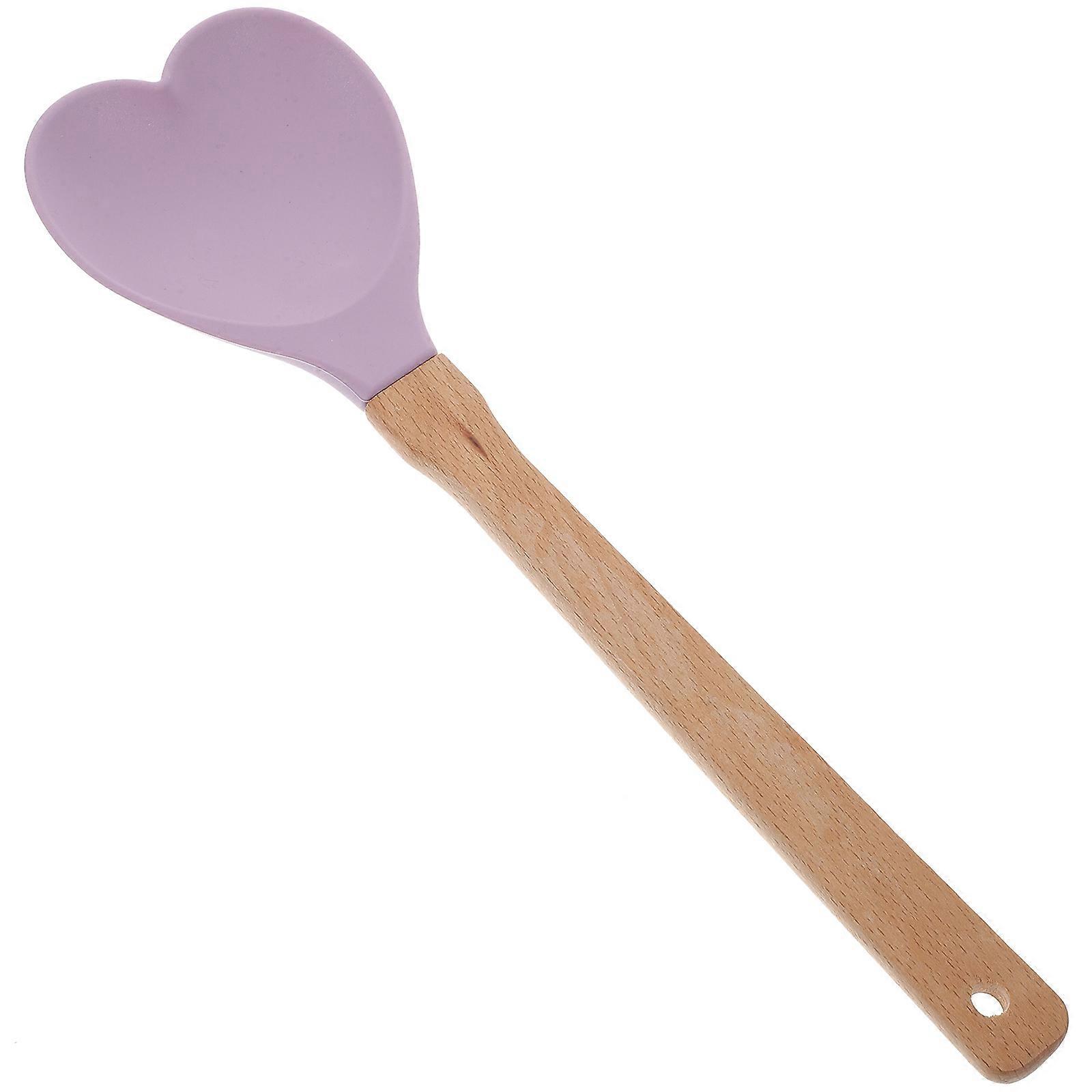 Convenient Mixing Spoon Kitchen Soup Spoon Heart Shaped Small Silicone Spoon