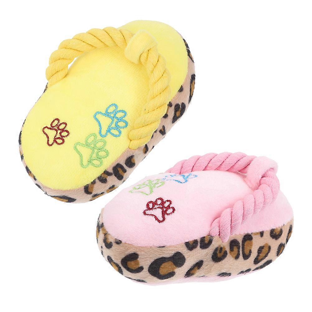 2Pcs Slipper Shaped Dog Molar Toys Plush Chew Toys for Teething and Biting