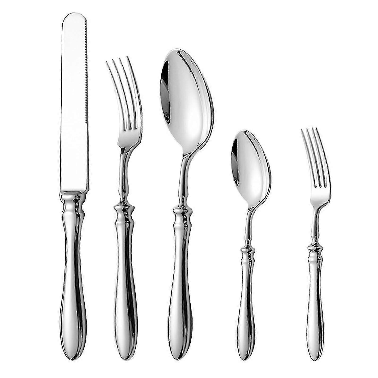 Sølv Woods 8 40 Del Retro Minimalistisk Heavy Service Type Rustfrit stål Bord Sofra Items Steak kniv gaffel og ske