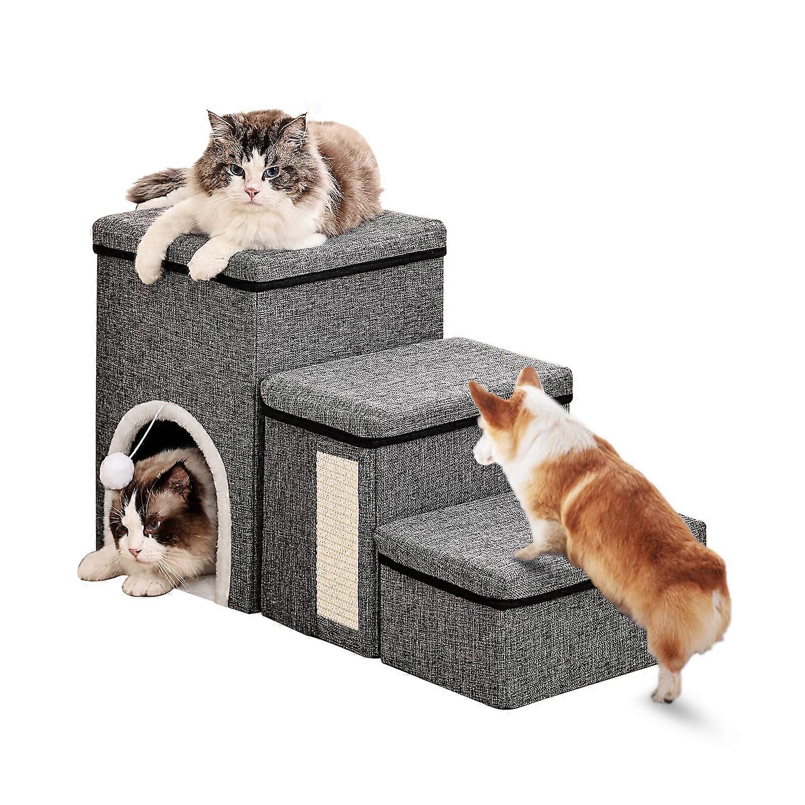 Dog stairs for small dogs with storage, supports up to 81.6 kg, 75 x 43.2 cm.