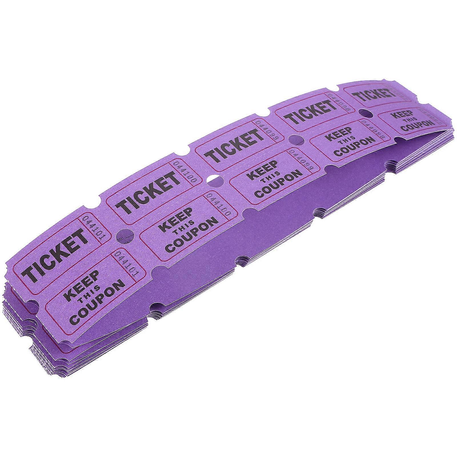100pcs Raffle Tickets Labels for Events, Carnivals, Fundraisers, School Dances, and Exclusive Activities Purple