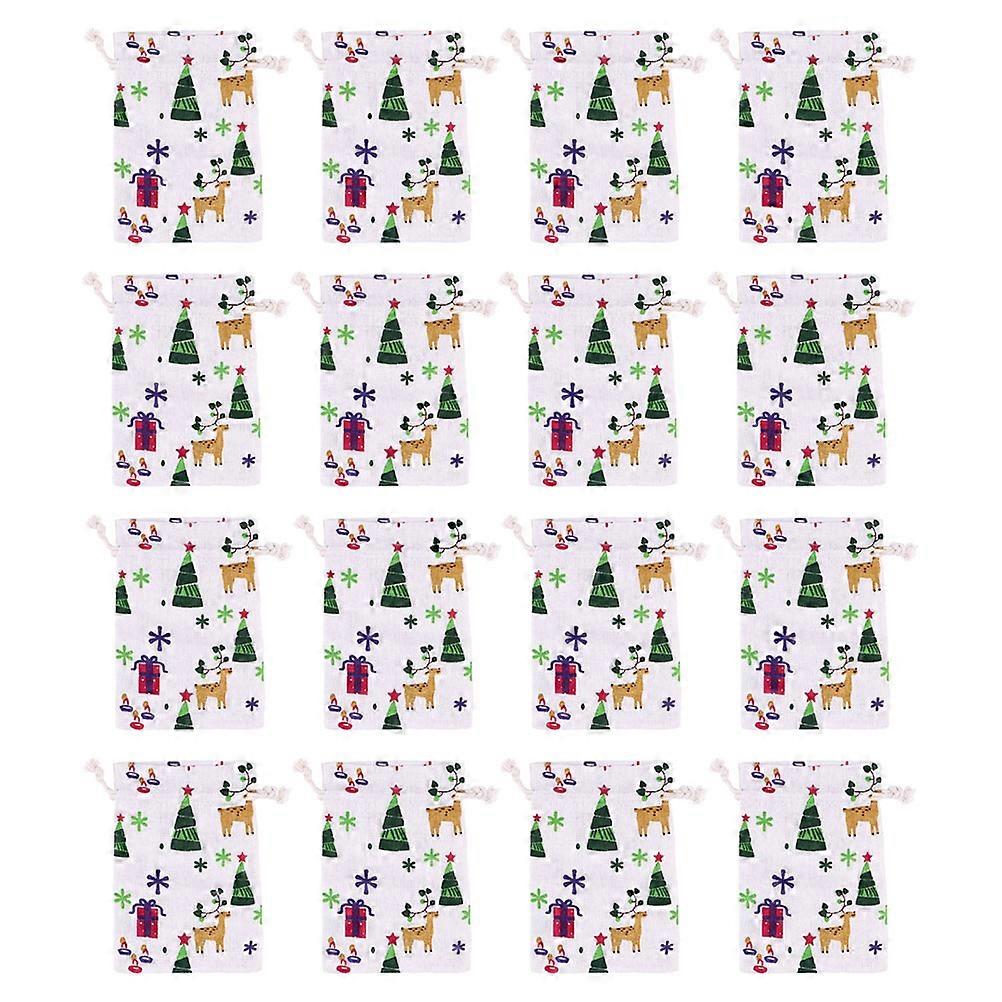 30pcs Christmas Drawstring Candy Bags with Cartoon Patterns Xmas Gift Containers for Cookies, Chocolates, Party Favors, DIY Presents