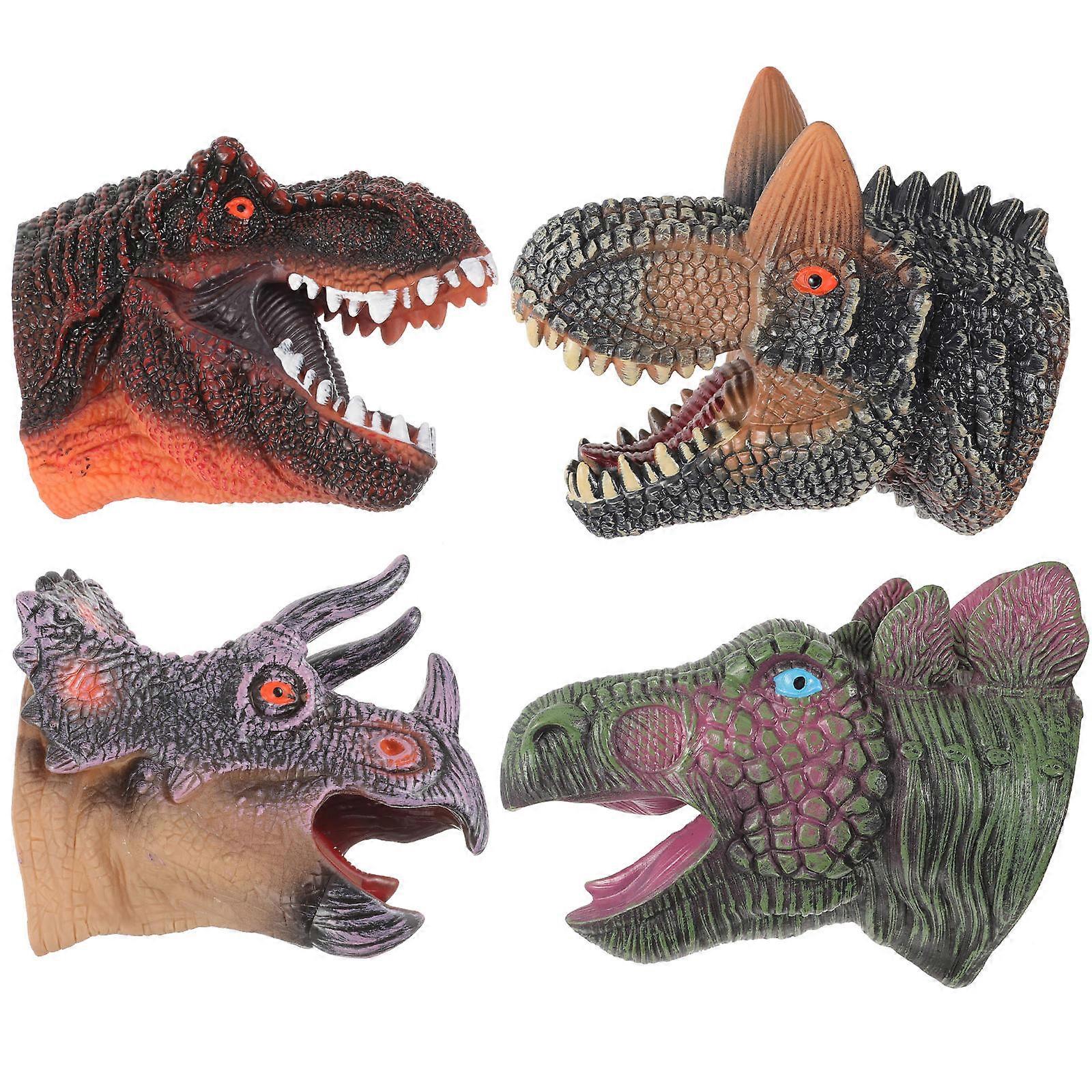 Dinosaur Hand Puppets 4Pcs Lifelike Characteristic Educational Plaything 15.00X12.50X10.00Cm Imagination Development
