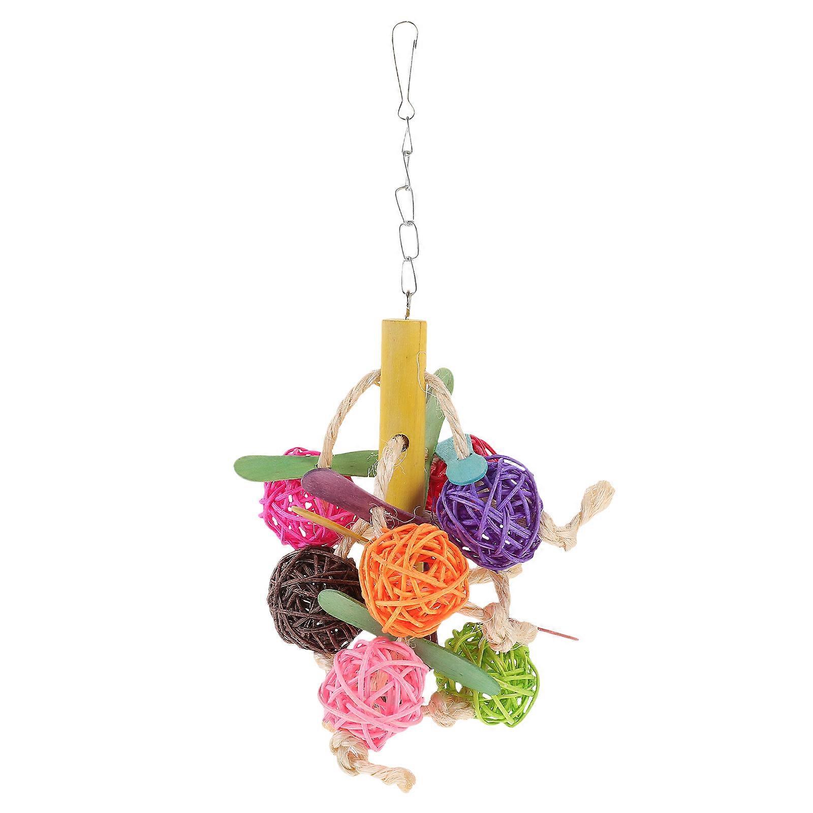 Colorful Wooden Parrot Toy with Bell for Cage Use Assorted Color Promotes Mental Stimulation 3.5 inches