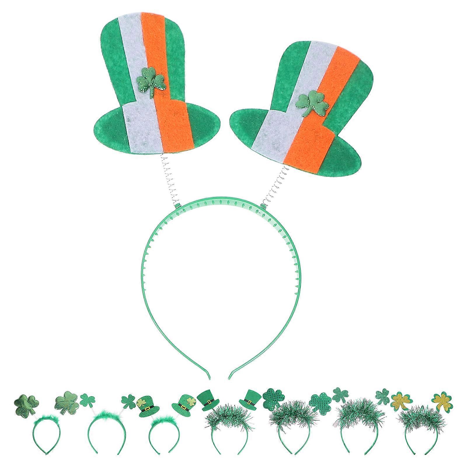 Green Shamrock Headband for St Patrick Decorations Made Durable with Plastic and Cloth Soft Comfortable