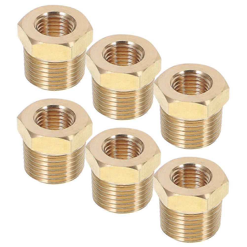 Thread Conversion Copper Bushing for Diy Projects Hexagonal Design Smooth Surface Treatment 6Pcs