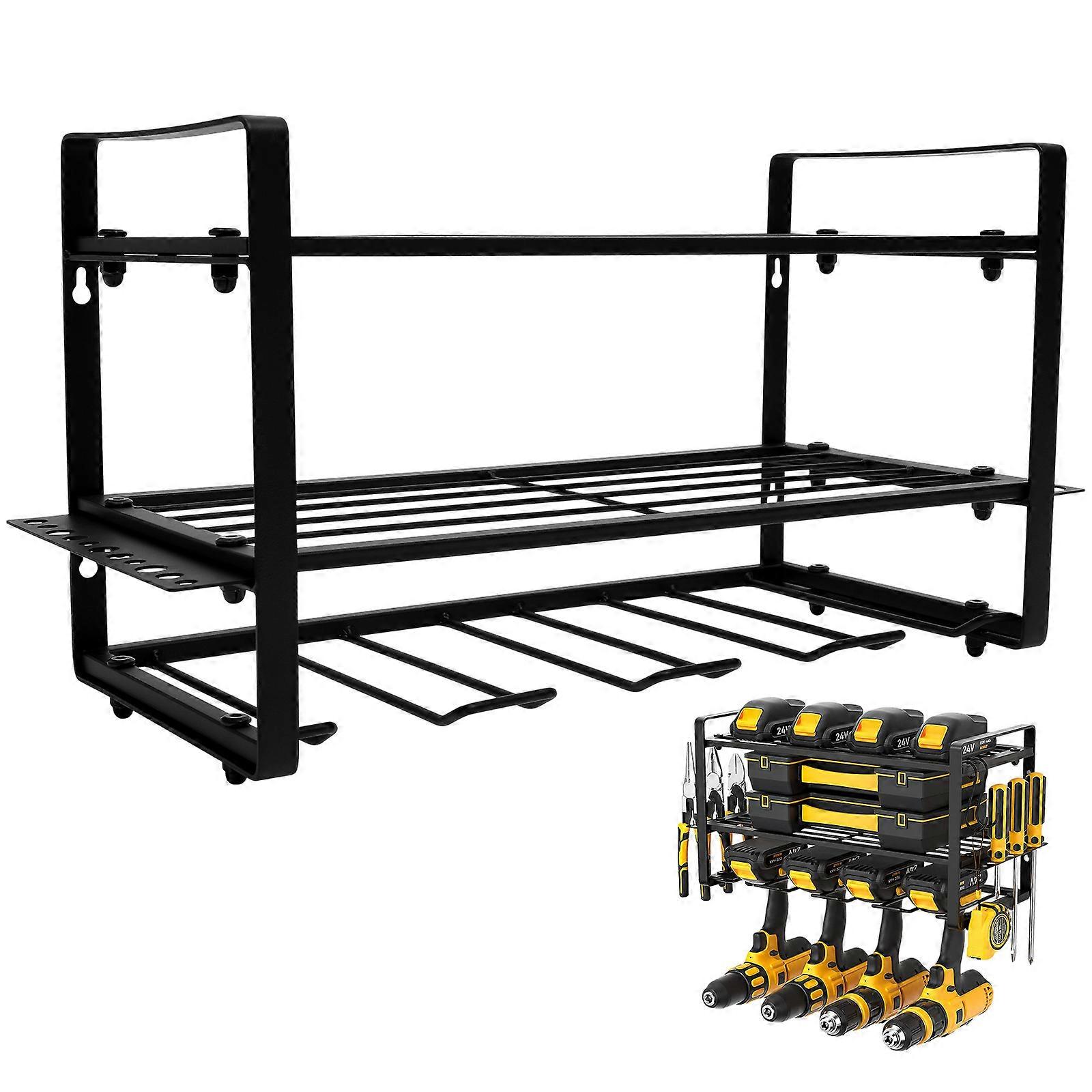 Wall Mounted Power Tool Organizer, Space Saving Garage & Workshop Storage Rack with Screwdriver and Pliers Holders for Warehouse and Home Use