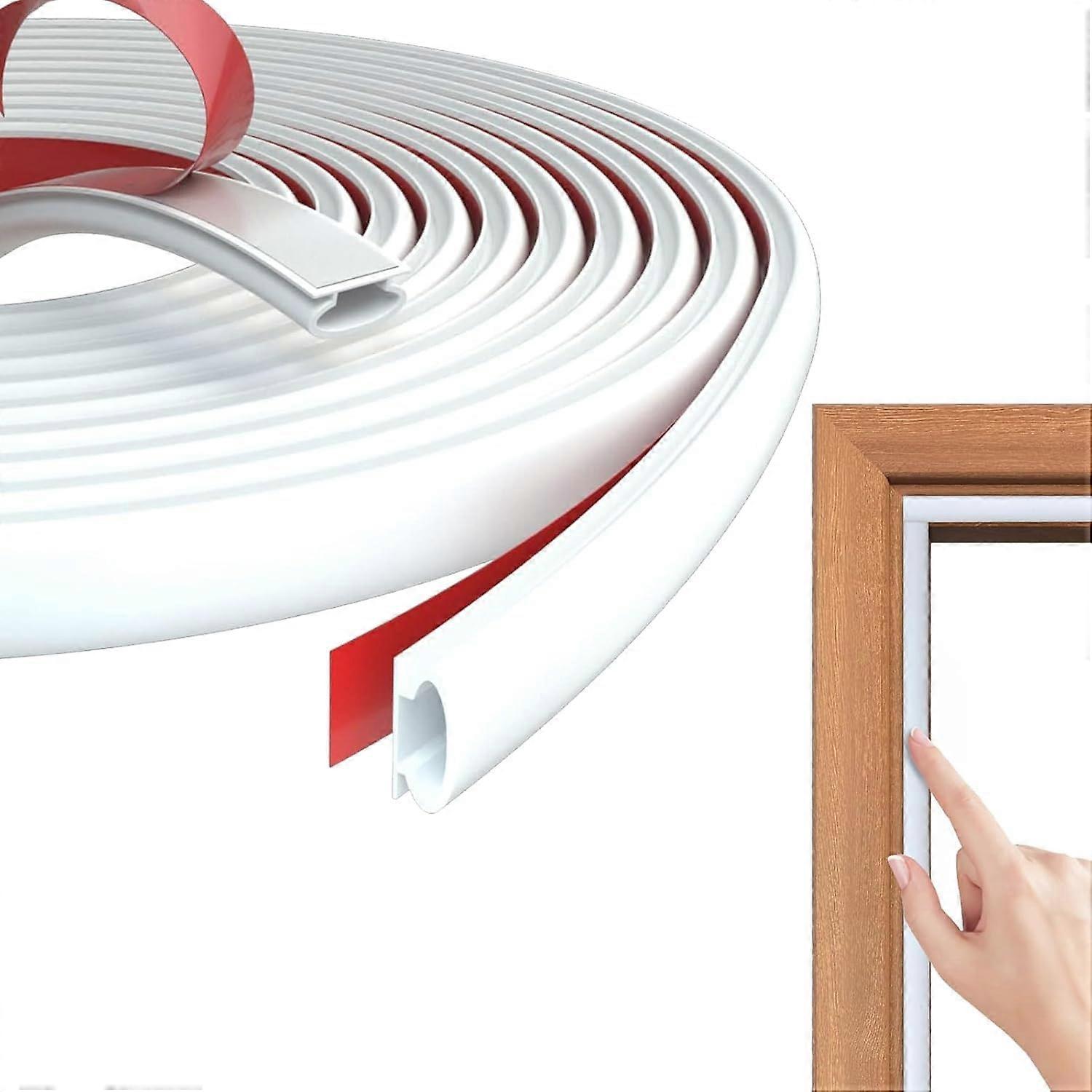 8M Door Seal Tape, Self-Adhesive Rubber Strips for Windows & Door Frames, Anti-Collision Sealing Solution, White