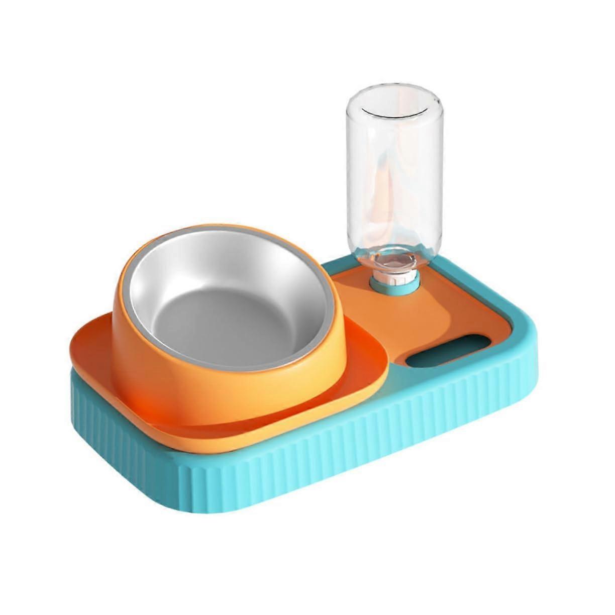 1 Set Cat Bowl, Double Bowl Feeder for Cats, Water Feeder for Cats, Automatic Feeder for Dogs, Stainless Steel, Blue