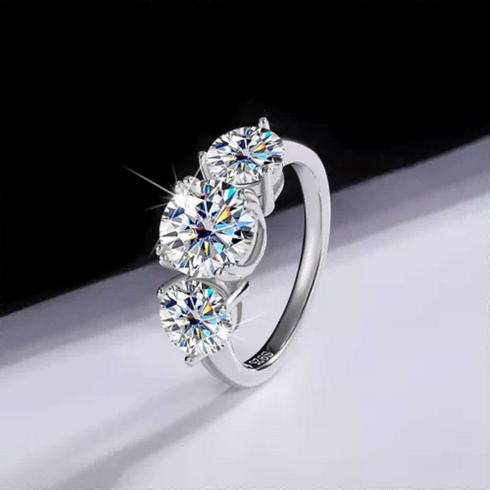 Damen Ehering 925 Silver 4 Carat D Color VVS1 Moissanite Ring J0648