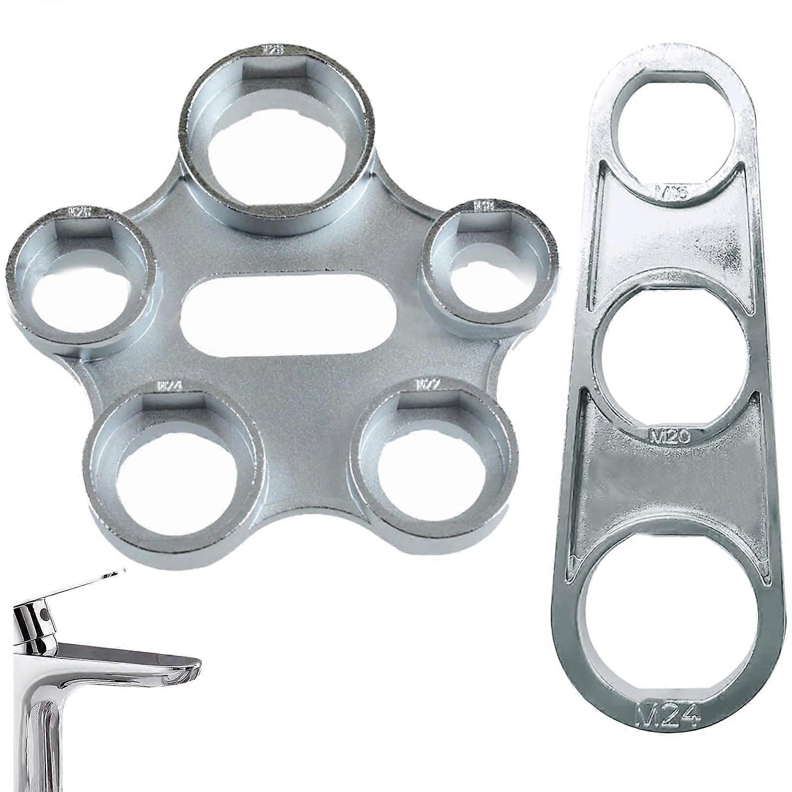 Aerator Wrench Set of 2 - Universal Metal Tool for M16-M28 Aerators - Compact Tap Mixer Nozzle Wrench