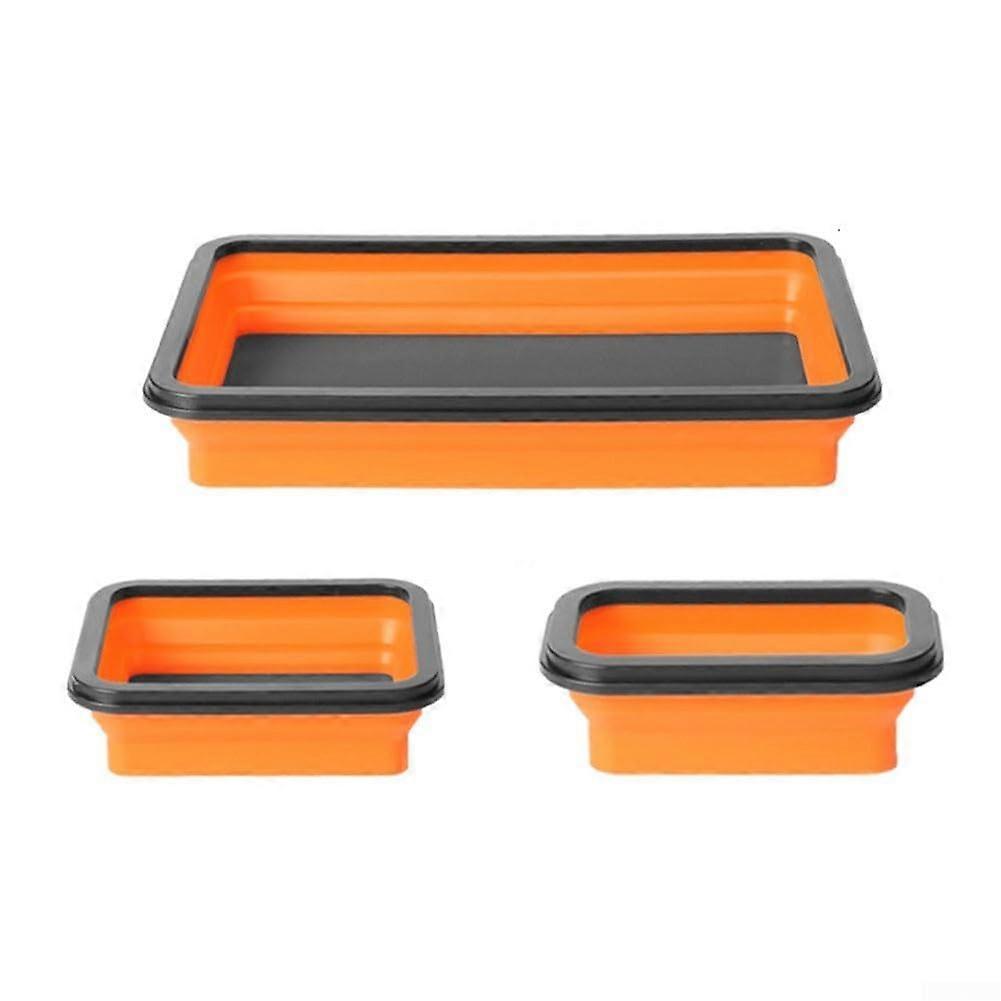 3 Pieces Foldable Magnetic Tool Tray Silicone Workshop Parts Organizer Hardware Storage Mechanics Tool Collection