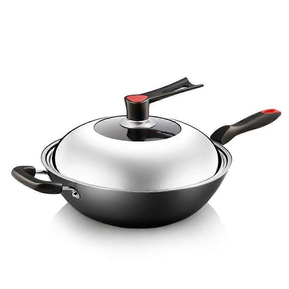 Wok Frying Pan Non-Stick Uncoated, 32 Cm, Single-Handle Wok For Gas Stove, Household Kitchen