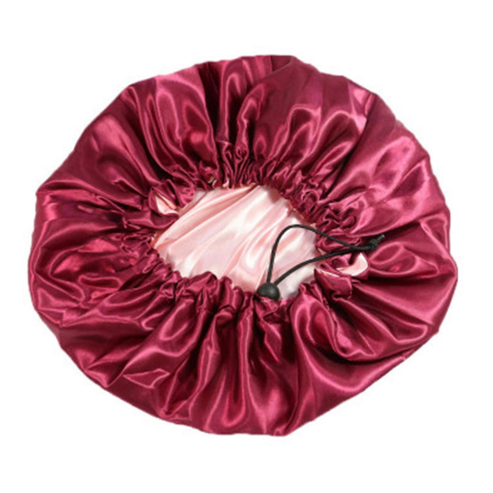Double-sided Color Shower Cap Adjustable Drawstring Reusable