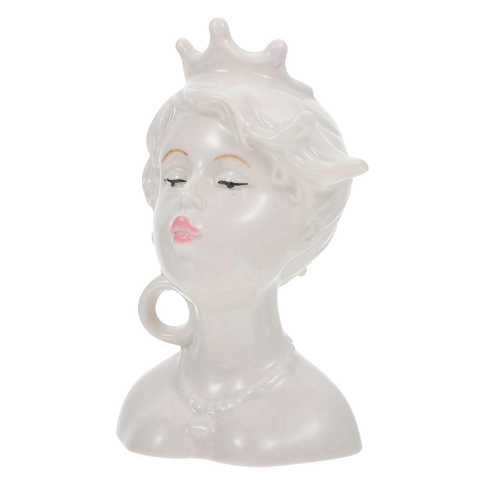 Face Vase Home Decor Item Ceramic White Material for 1Set