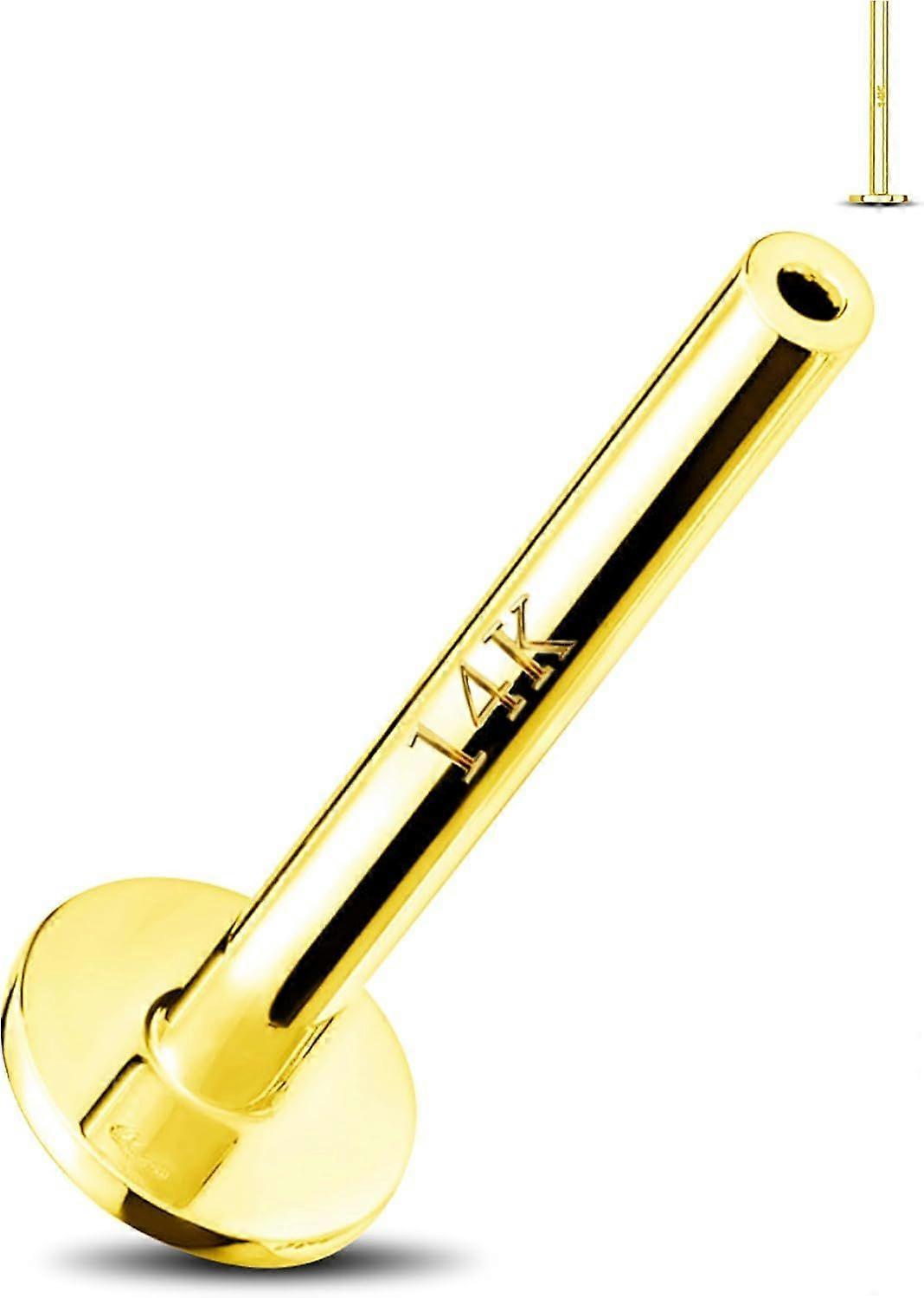 14K Gold Threadless Post Push-in Labret, Nose Ring, Cartilage Stud, Lip Piercing