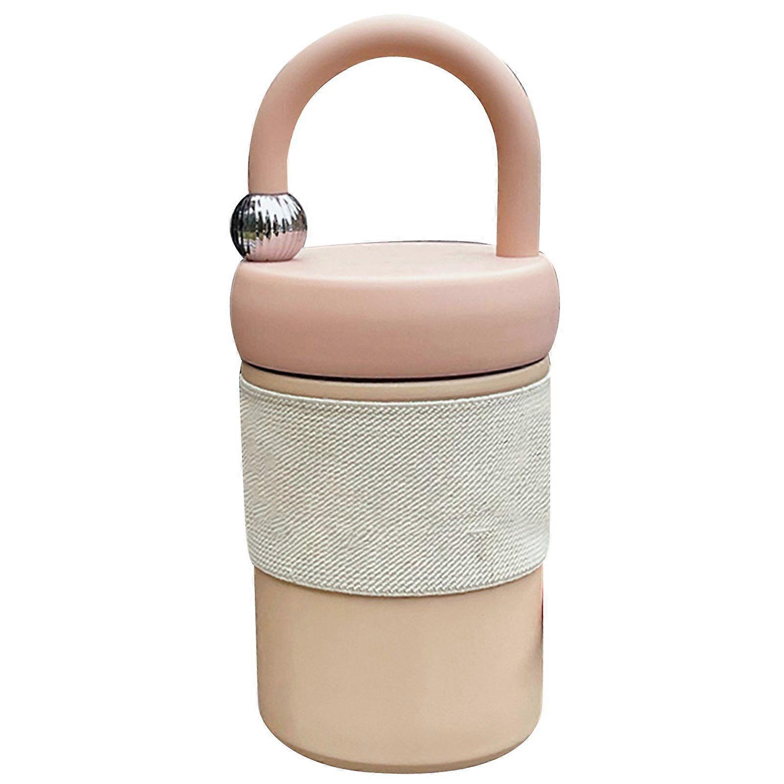 Coffee Cup Thermal Travel Cup 400ml Stainless Steel Minimalist Portable Handle Hot and Cold Insulated Tumbler for Daily Travel Pink