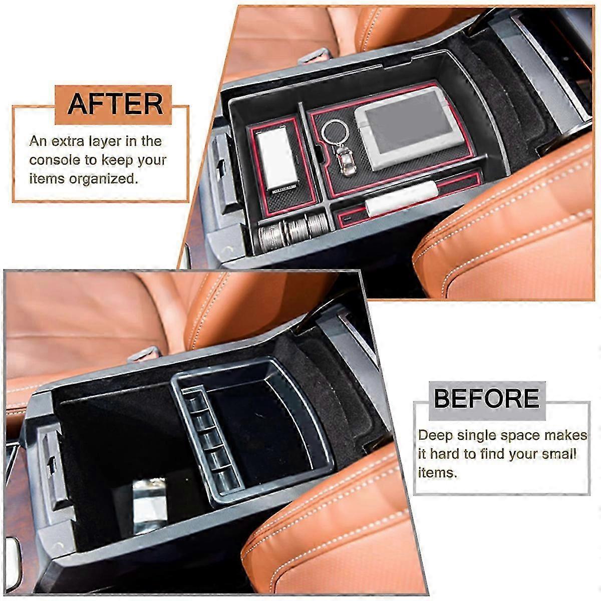 Center Console Organizer for 2019-2024, black+red