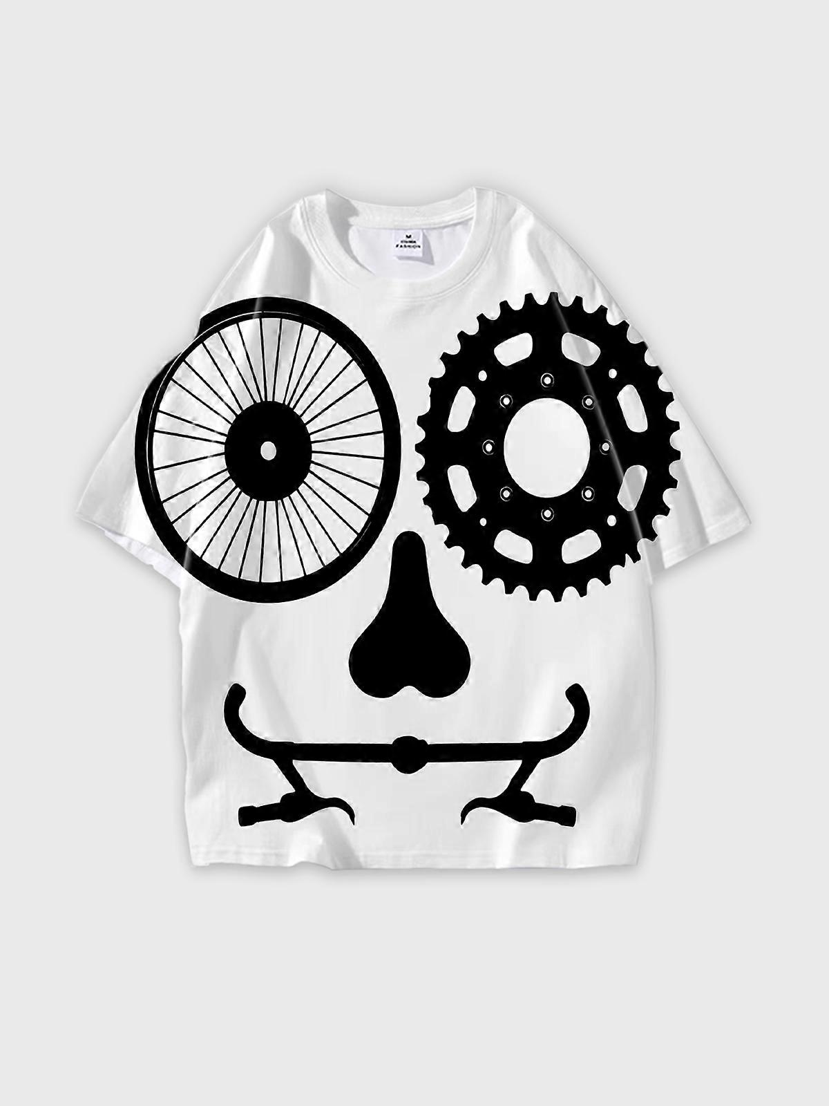 T-Shirt Round Neck, Loose Short Sleeve Pattern Graphic Tee, Unisex Summer Casual Top V3518