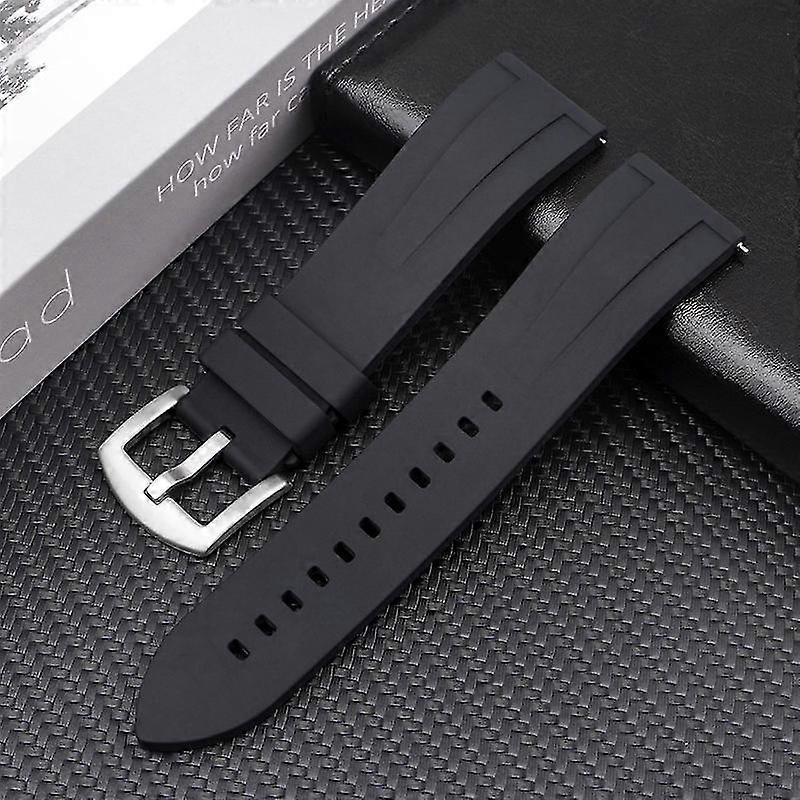Universal Curved Silicone Watch Strap for Smartwatches Quick Release Flat Interface Band